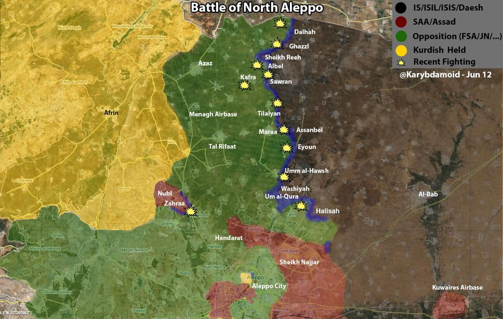 Северней Алеппо идет наступление повстанцев против ИГИЛ