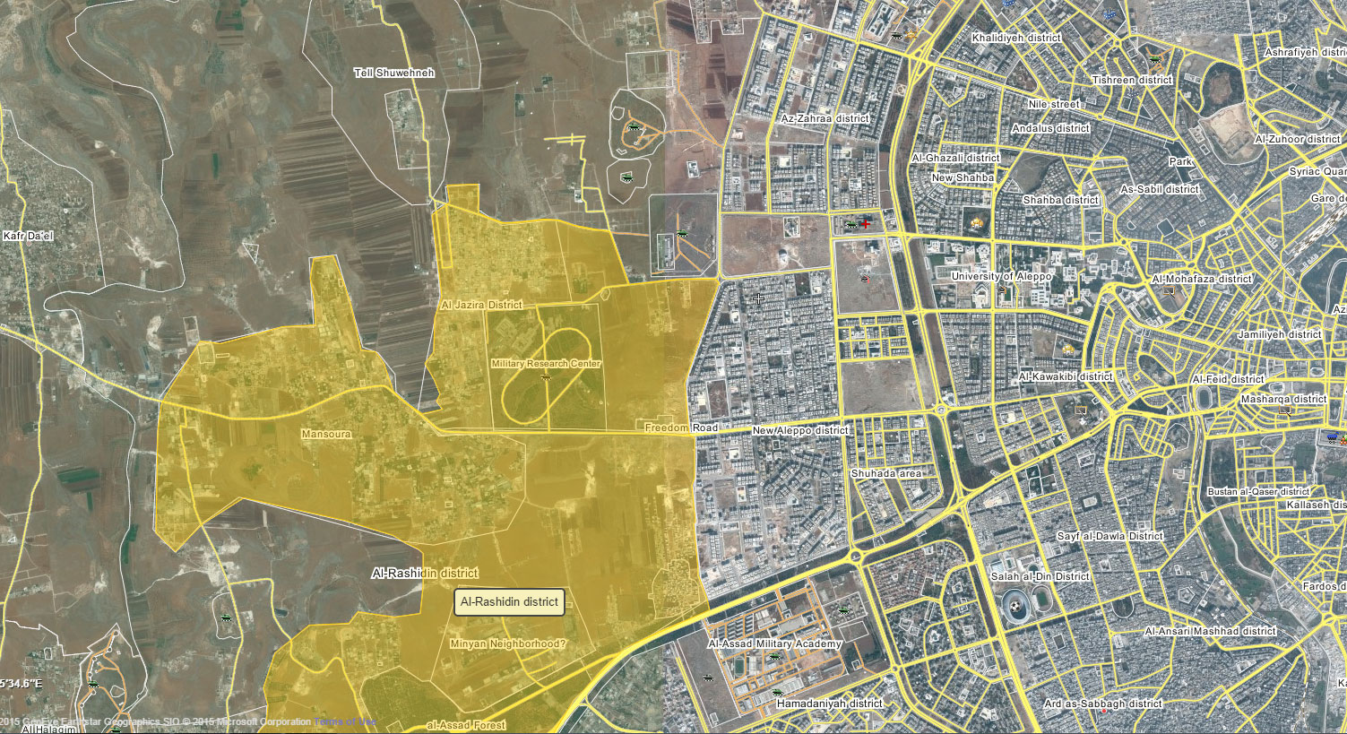 Карта 2 Вторая версия, захваченный оппозицией район Алеппо