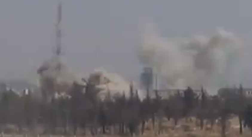 Алеппо, пуск газо-баллонной ракеты огромной мощности (50 л баллон)