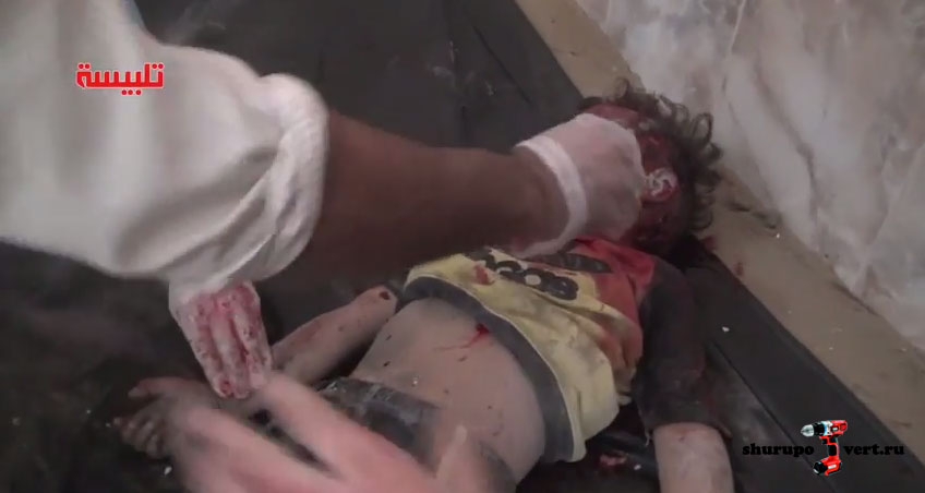 Результат бомбардировки города Talbisa, провинция Хомс, Сирия