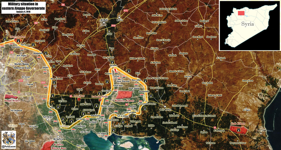 Результат трех месячной военной компании режима Асада, Ирана и России против ИГИЛ (карта), Алеппо, Кувейрис, Сирия