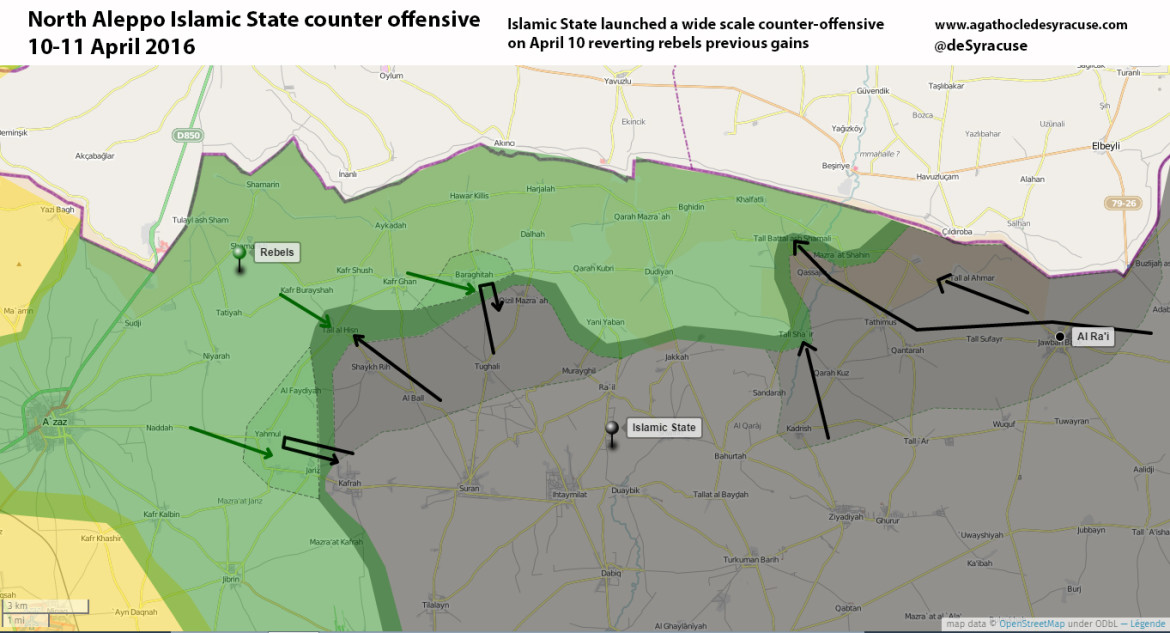 Новая карта Южного Алеппо, после контратаки боевиков ИГ против сирийской оппозиции