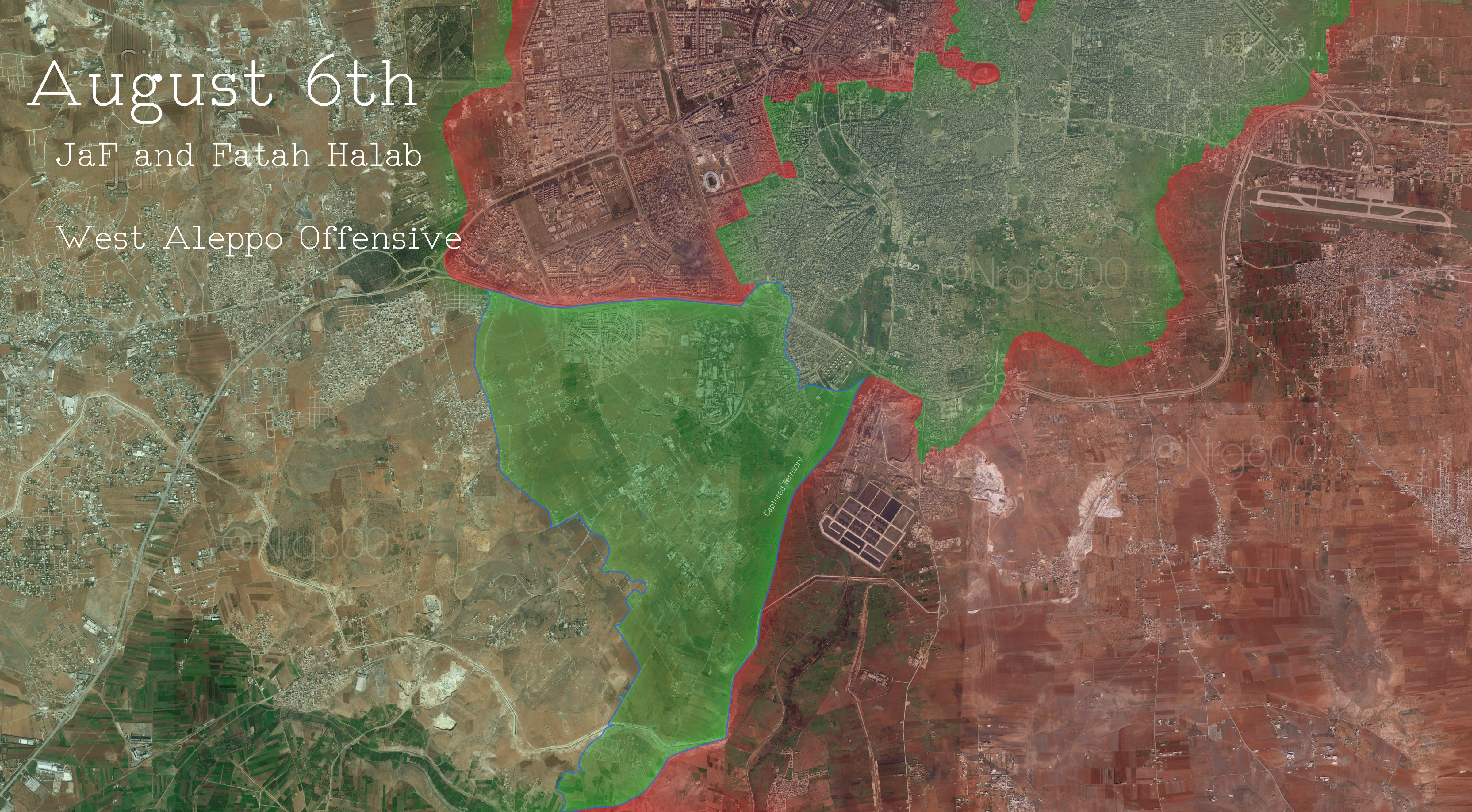 Примерная карта Южного Алеппо (город), в районе прорыва блокады города
