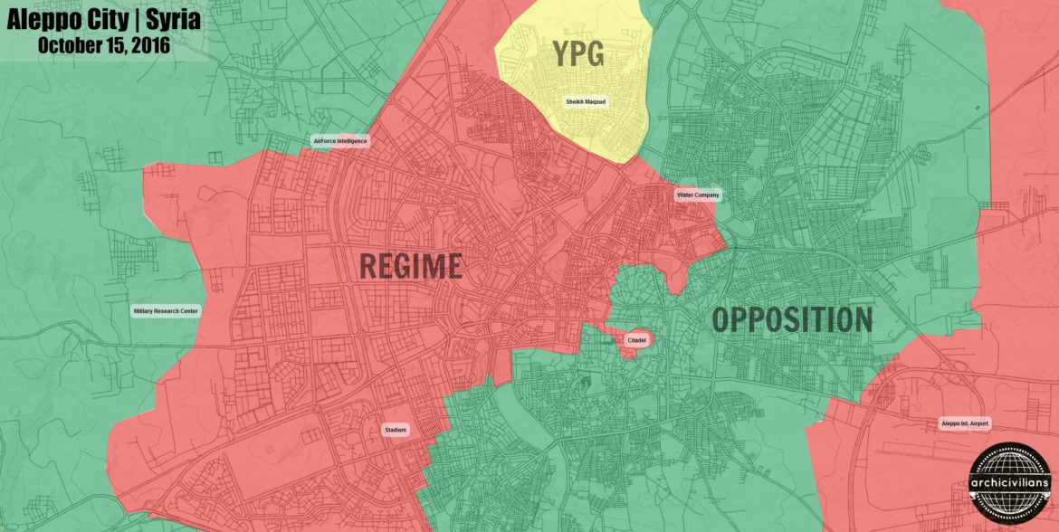 Битва за Алеппо, положение сил в городе: карта города