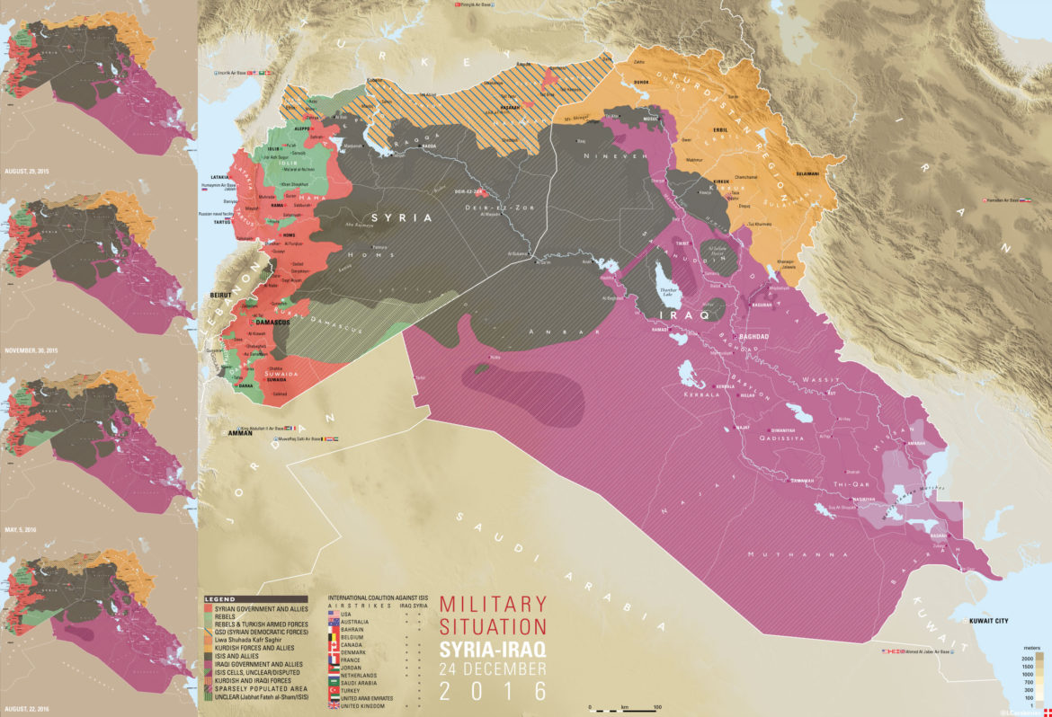 Карта расстановки сил в Сирии и Ираке по состоянию на 24.15.2016
