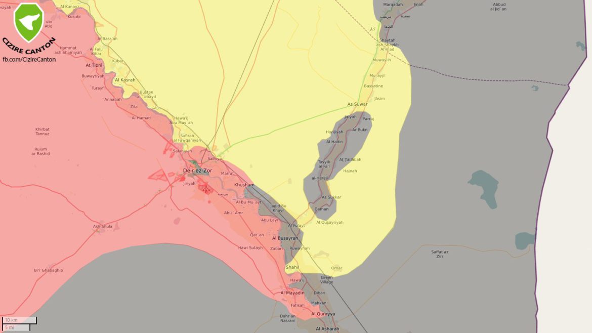 Карта военной обстановки в районе месторождения нефти аль-Омар